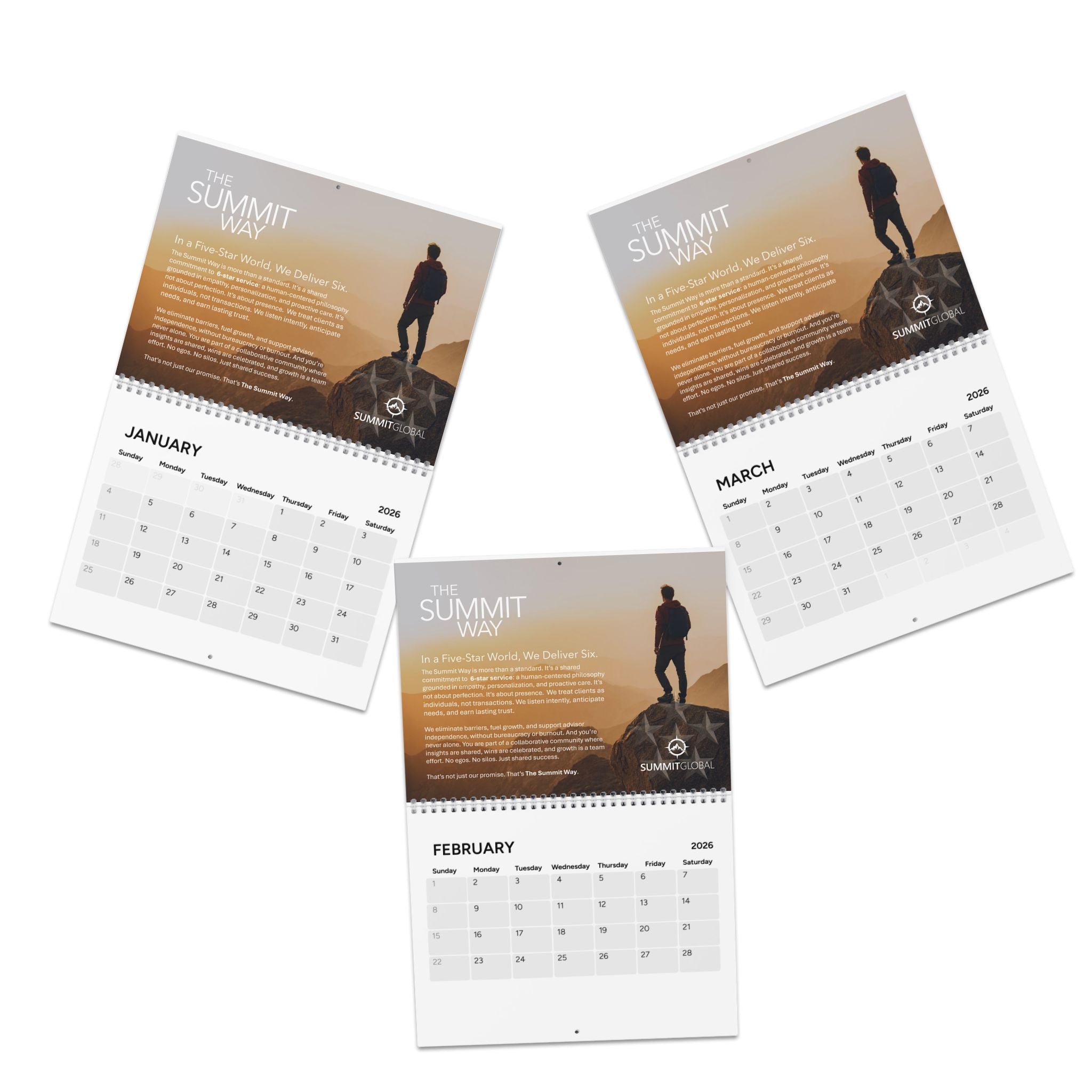 2026 Summit Way Wall Calendar – Inspirational Scenic Monthly Planner
