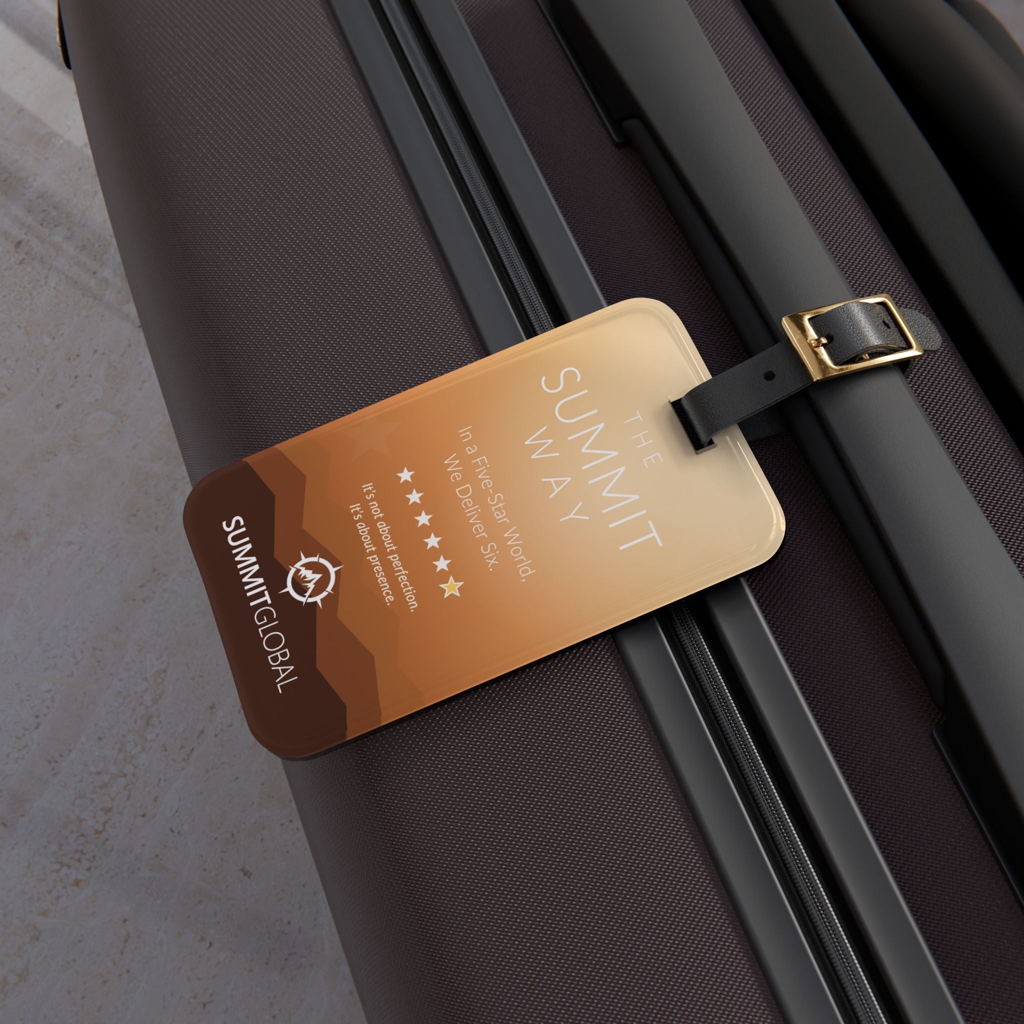 Summit Global Branded Luggage Tag – “The Summit Way” Leather Strap Travel ID