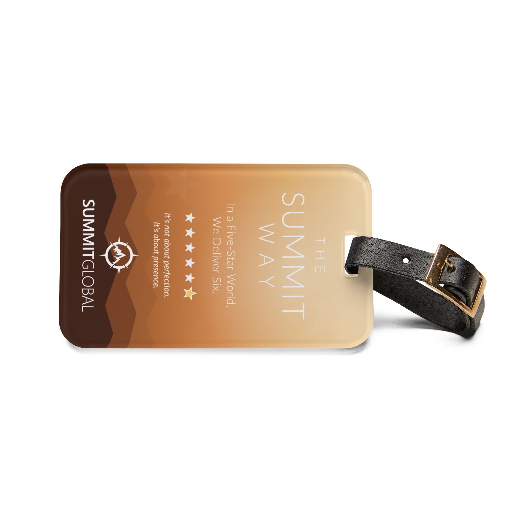 Summit Global Branded Luggage Tag – “The Summit Way” Leather Strap Travel ID