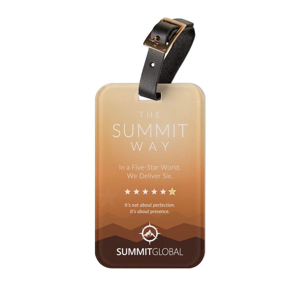 Summit Global Branded Luggage Tag – “The Summit Way” Leather Strap Travel ID
