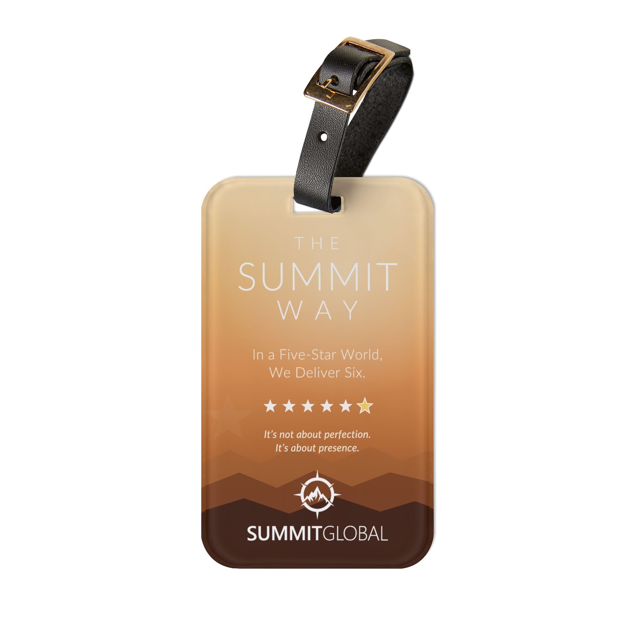 Summit Global Branded Luggage Tag – “The Summit Way” Leather Strap Travel ID