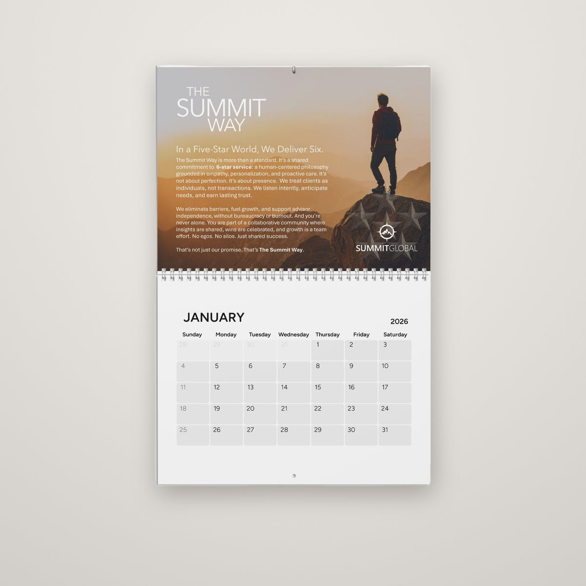 Summit Global 2026 wall calendar